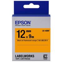 EPSON LK-4DBF  12mm  標籤帶-螢光橙底黑字 C53S654416 